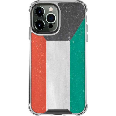 Kuwait Flag Distressed iPhone 14 Pro Max Clear Case