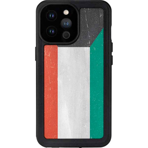 Kuwait Flag Distressed iPhone 14 Pro Max Waterproof Case