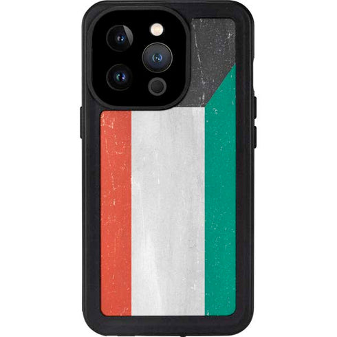Kuwait Flag Distressed iPhone 14 Pro Waterproof Case