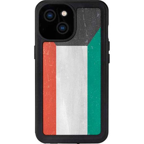 Kuwait Flag Distressed iPhone 15 Waterproof Case