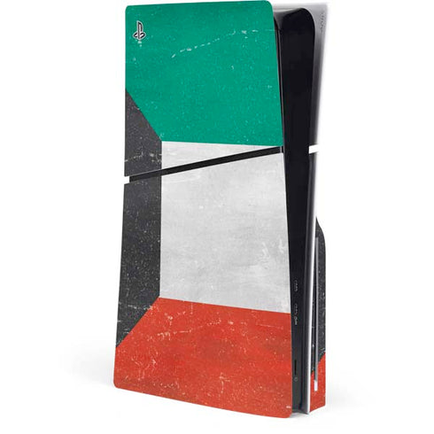 Kuwait Flag Distressed PS5 Slim Disk Console Skin