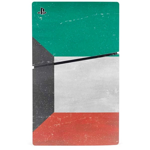 Kuwait Flag Distressed PS5 Slim Digital Edition Bundle Skin