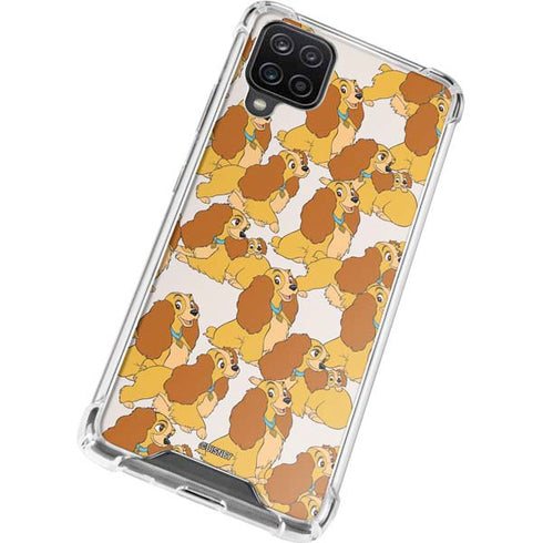 Disney Lady & The Tramp Lady Pattern Galaxy A12 Clear Case