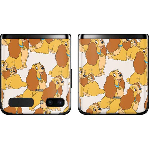 Disney Lady & The Tramp Lady Pattern Galaxy Z Flip Skin