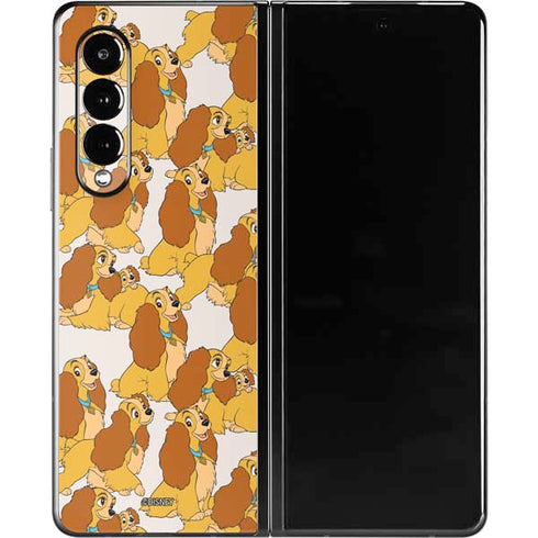 Disney Lady & The Tramp Lady Pattern Galaxy Z Fold3 5G Skin