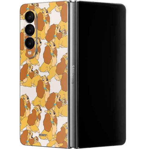 Disney Lady & The Tramp Lady Pattern Galaxy Z Fold4 5G Skin