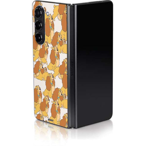 Disney Lady & The Tramp Lady Pattern Galaxy Z Fold5 5G Skin