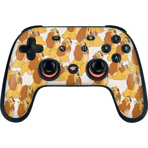 Disney Lady & The Tramp Lady Pattern Google Stadia Controller Skin