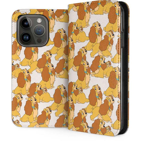 Disney Lady & The Tramp Lady Pattern iPhone 15 Pro Folio Case