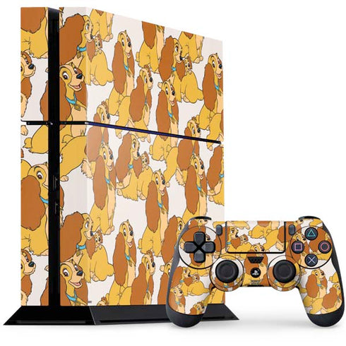 Disney Lady & The Tramp Lady Pattern PS4 Console and Controller Bundle Skin