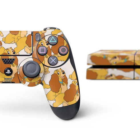 Disney Lady & The Tramp Lady Pattern PS4 Console and Controller Bundle Skin