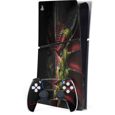 Lair of Shadows Dragon by Tom Wood PS5 Slim Digital Edition Console Skin