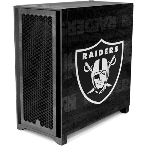 NFL Las Vegas Raiders Black & White Corsair 4000D Tempered Glass Mid-Tower ATX Case Skin