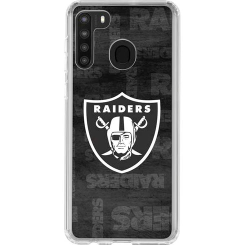 NFL Las Vegas Raiders Black & White Galaxy A21 Clear Case