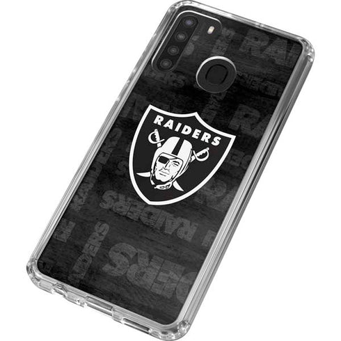 NFL Las Vegas Raiders Black & White Galaxy A21 Clear Case