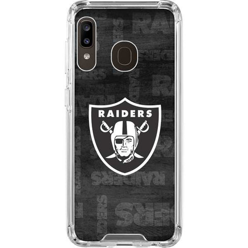 NFL Las Vegas Raiders Black & White Galaxy A30 Clear Case