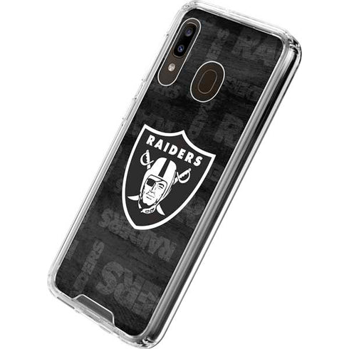 NFL Las Vegas Raiders Black & White Galaxy A30 Clear Case