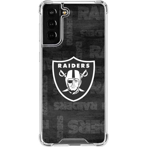 NFL Las Vegas Raiders Black & White Galaxy S21 FE Clear Case