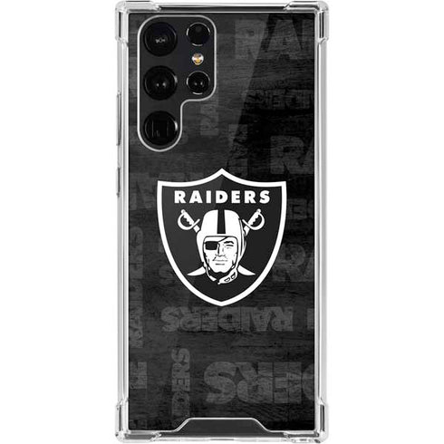 NFL Las Vegas Raiders Black & White Galaxy S22 Ultra Clear Case
