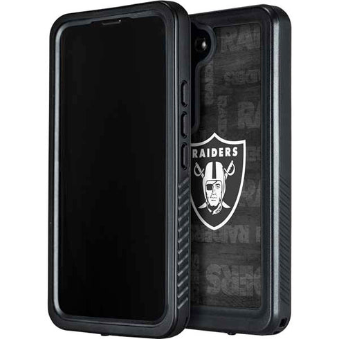 NFL Las Vegas Raiders Black & White Galaxy S23 Waterproof Case