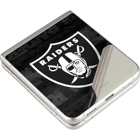 NFL Las Vegas Raiders Black & White Galaxy Z Flip3 5G Skin