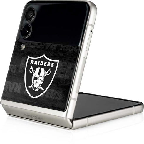 NFL Las Vegas Raiders Black & White Galaxy Z Flip3 5G Skin