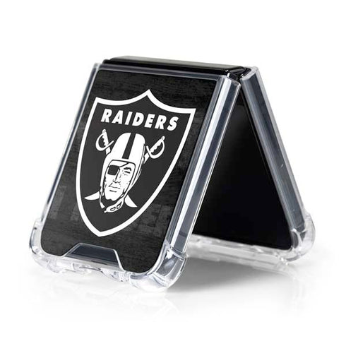 NFL Las Vegas Raiders Black & White Galaxy Z Flip5 5G Clear Case