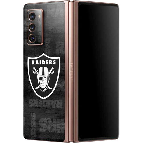 NFL Las Vegas Raiders Black & White Galaxy Z Fold2 5G Skin