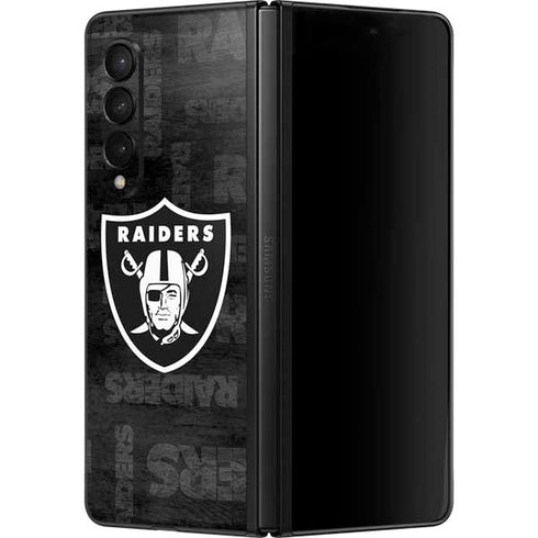NFL Las Vegas Raiders Black & White Galaxy Z Fold3 5G Skin