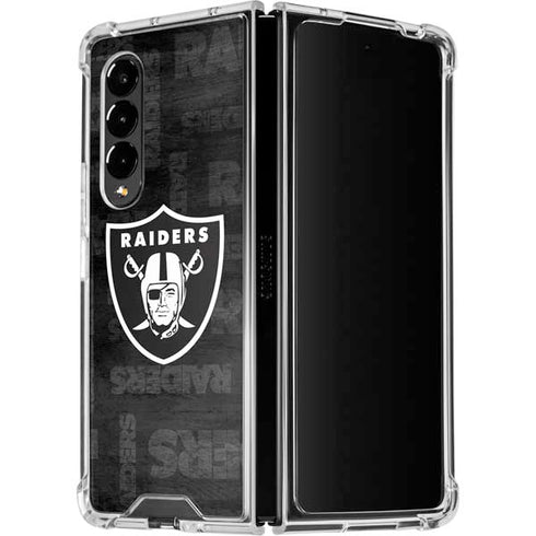 NFL Las Vegas Raiders Black & White Galaxy Z Fold4 5G Clear Case