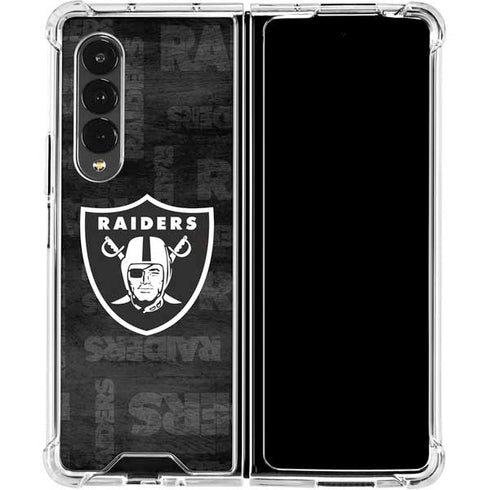 NFL Las Vegas Raiders Black & White Galaxy Z Fold4 5G Clear Case