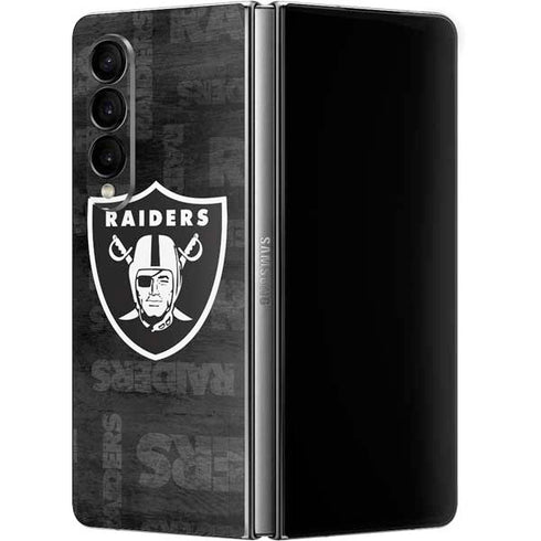 NFL Las Vegas Raiders Black & White Galaxy Z Fold4 5G Skin