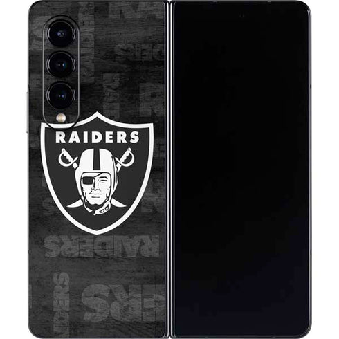 NFL Las Vegas Raiders Black & White Galaxy Z Fold4 5G Skin