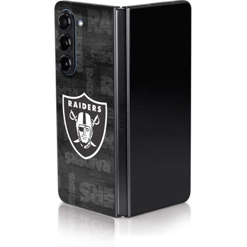 NFL Las Vegas Raiders Black & White Galaxy Z Fold5 5G Skin