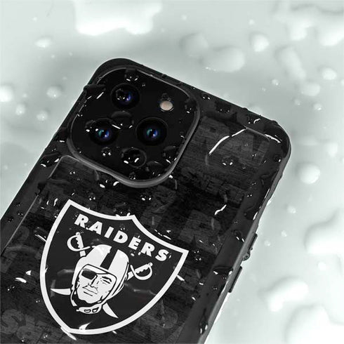 NFL Las Vegas Raiders Black & White iPhone 14 Pro Max Waterproof Case