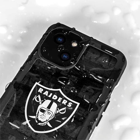 NFL Las Vegas Raiders Black & White iPhone 15 Plus Waterproof Case