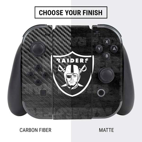 NFL Las Vegas Raiders Black & White Nintendo Switch Bundle Skin