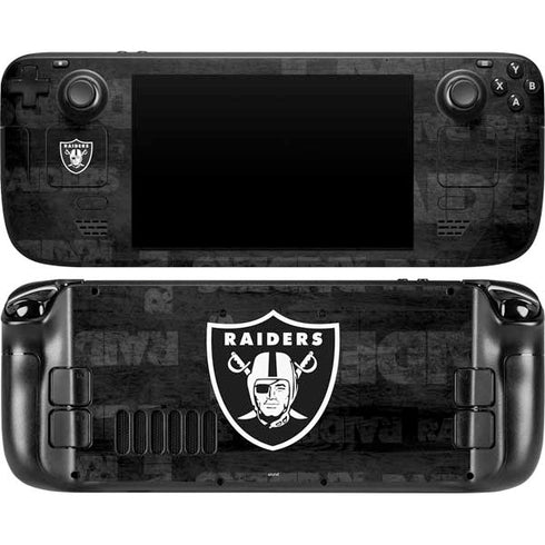 NFL Las Vegas Raiders Black & White Steam Deck Handheld Gaming Computer Skin