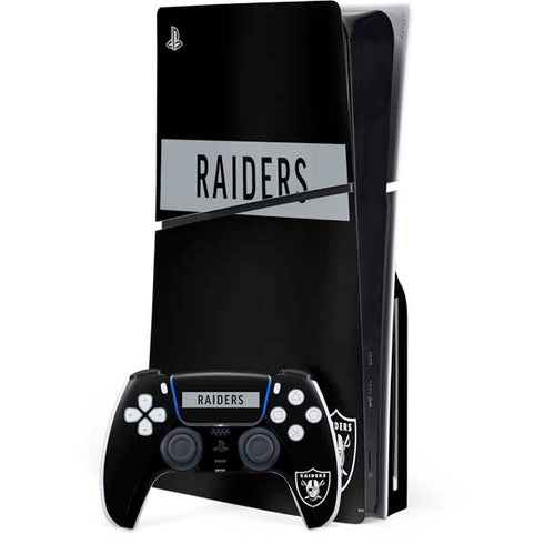 NFL Las Vegas Raiders Black Performance Series PS5 Slim Disk Bundle Skin