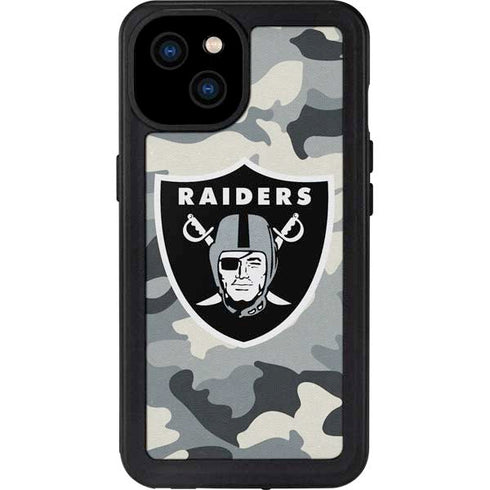 NFL Las Vegas Raiders Camo iPhone 15 Plus Waterproof Case