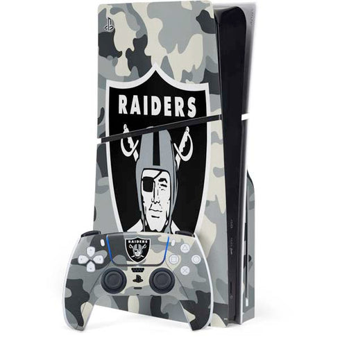 NFL Las Vegas Raiders Camo PS5 Slim Disk Bundle Skin