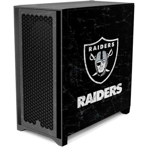 NFL Las Vegas Raiders Distressed Corsair 4000D Tempered Glass Mid-Tower ATX Case Skin