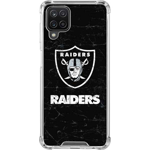 NFL Las Vegas Raiders Distressed Galaxy A12 Clear Case