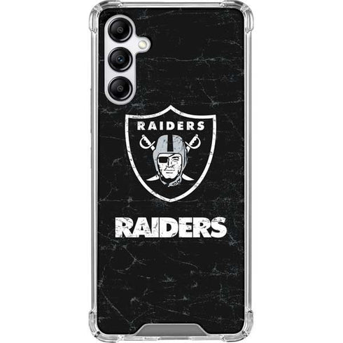 NFL Las Vegas Raiders Distressed Galaxy A14 5G Clear Case