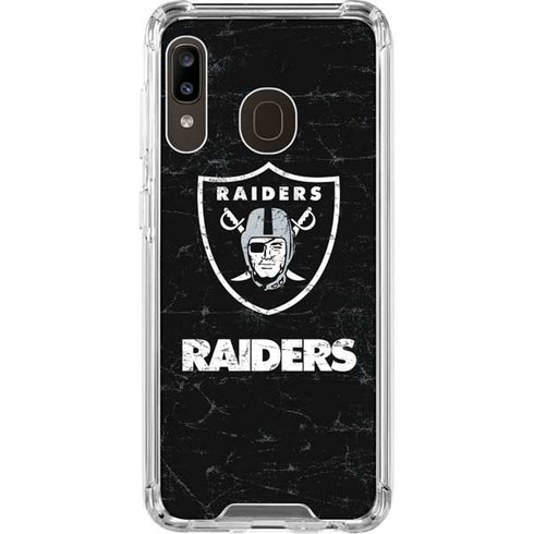 NFL Las Vegas Raiders Distressed Galaxy A30 Clear Case