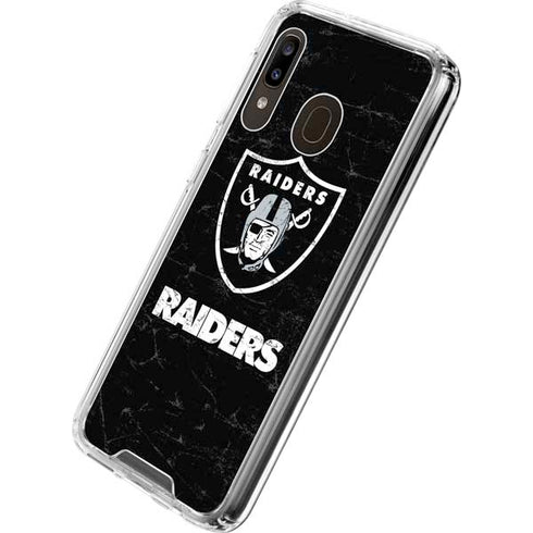NFL Las Vegas Raiders Distressed Galaxy A30 Clear Case