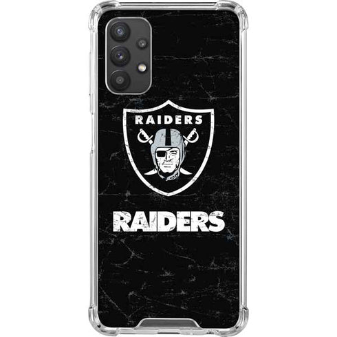 NFL Las Vegas Raiders Distressed Galaxy A32 5G Clear Case
