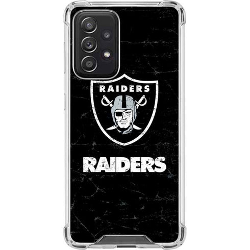 NFL Las Vegas Raiders Distressed Galaxy A52 5G Clear Case