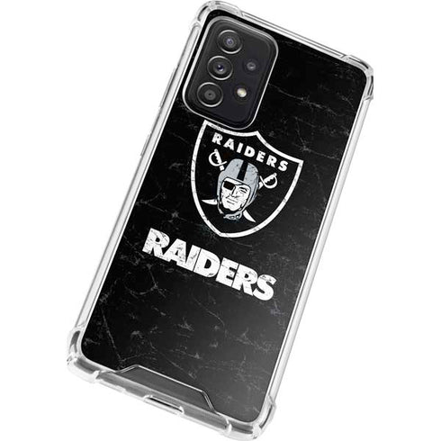 NFL Las Vegas Raiders Distressed Galaxy A52 5G Clear Case