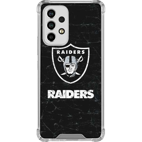 NFL Las Vegas Raiders Distressed Galaxy A53 5G Clear Case